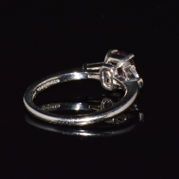 TIFFANY & CO. GIA CERTIFIED NATURAL 1.36CTS DIAMOND SAPPHIRE PLATINUM RING - Picture 11 of 15